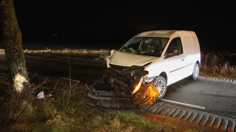 Auto botst tegen boom op Breemortelweg in Deurne