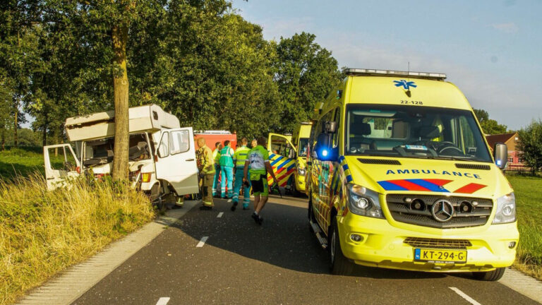 Vijf gewonden bij aanrijding tegen boom