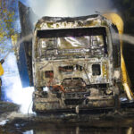 Vrachtwagen met drugsafval in de brand