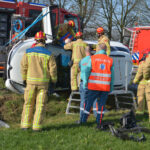 Auto op zijkant ommel