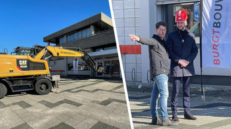 Nieuwbouw appartementen Posthoek Deurne gestart; wethouder Biemans ramt pui oude postkantoor
