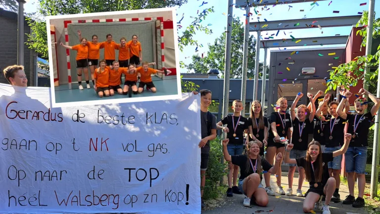 Brons voor team Gerardusschool bij NK schoolhandbal; feestelijk onthaal door medeleerlingen