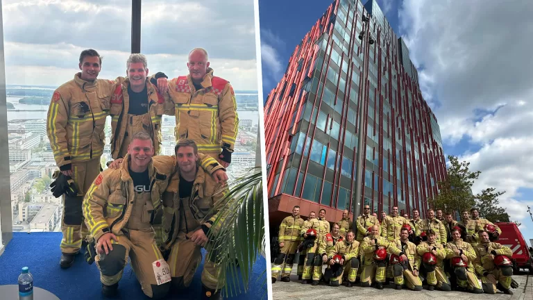 Deurnese brandweerlieden bedwingen 30 verdiepingen van WTC Almere bij Firefighter Stair Climb