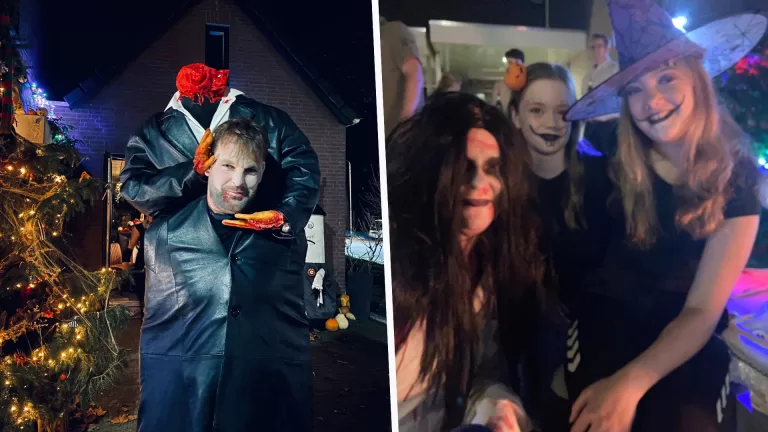 Griezelen in Heiakker tijdens Halloween met bange spookjes en grote griezels