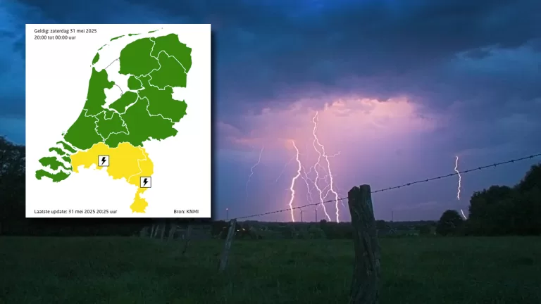 Code geel in regio Deurne; KNMI verwacht zware onweersbuien met grote hagelstenen