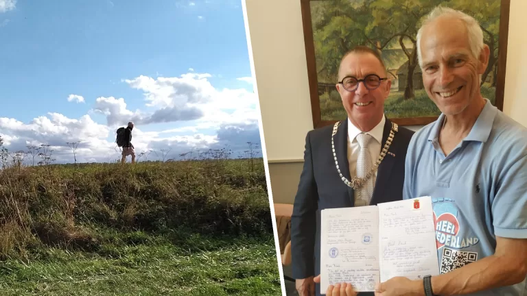 Frank Boerebach doorkruist Deurne bij wandeling door heel Nederland: ‘Als je loopt met je hart volgen je voeten vanzelf’