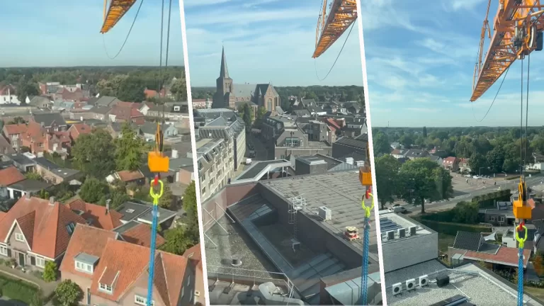 [VIDEO] Hijskraanmachinist Peter laat ‘rondje Deurne’ zien vanaf zijn werkplek op 30 meter hoogte