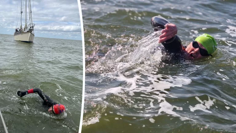 Deurnese zwemmers Frank Jacobs en Rick Struik trotseren IJsselmeer