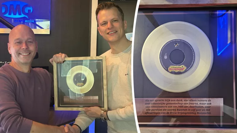 PrCie viert 5-jarig bestaan van Vrijdagmiddag Monsterhit en reikt gouden plaat uit aan DMG-dj Ramon van Hoek