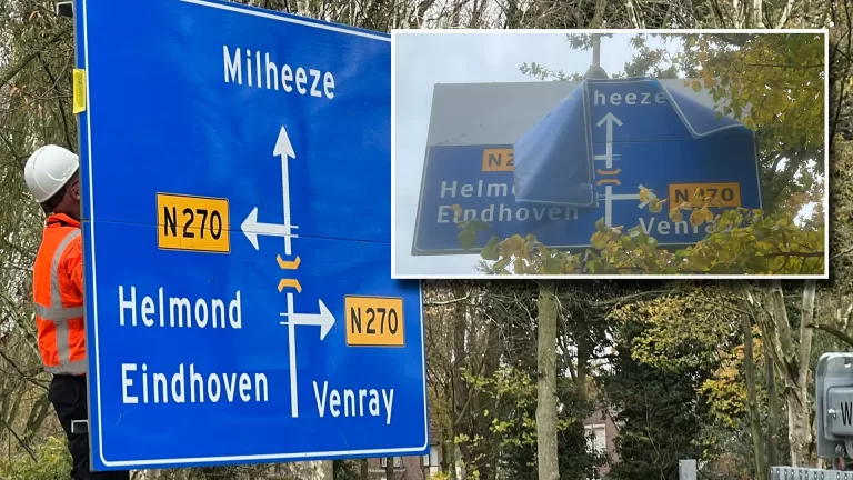 Verkeersbord aan Haageind in Deurne vervangen; afslagen naar ‘Heeze’ en ‘Helm’ verleden tijd