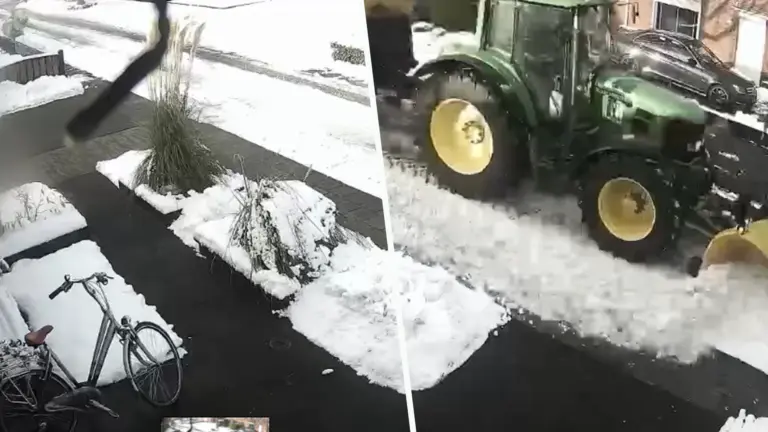 Stoep sneeuwvrij maken wordt in Zeilberg beloond met grote ijsbrokken; ‘Allemaal voor niets geweest’