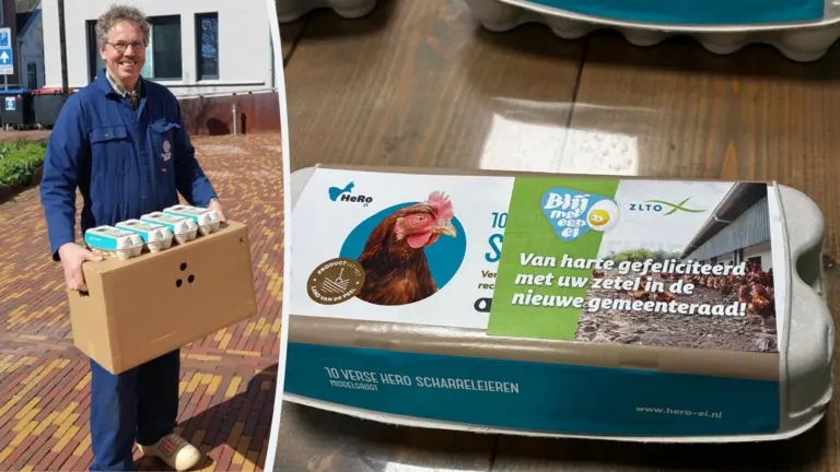 ZLTO De Peel verrast nieuwe gemeenteraadsleden: doos eieren met een boodschap