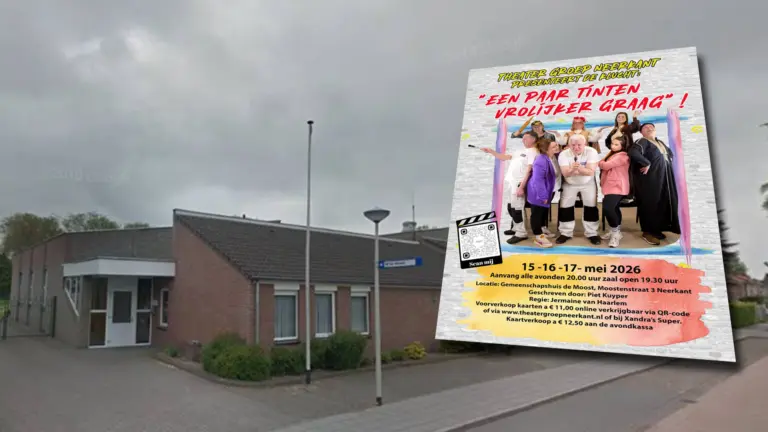 Theatergroep Neerkant brengt doldwaze klucht ‘Een paar tinten vrolijker graag’ op de planken