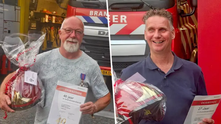 Gerold Pijnenburg en Joost Sijben in het zonnetje gezet voor jarenlange inzet bij brandweer Neerkant