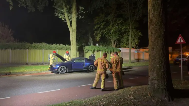 Auto vliegt tijdens het rijden in brand op Maassingel in Deurne